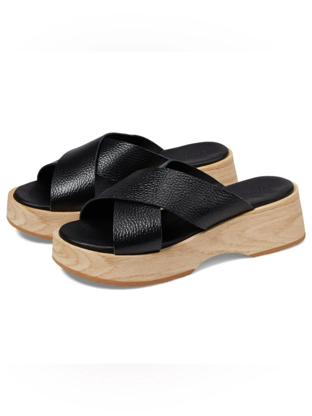 Gentle Souls Orion Black Pebble Leather Crisscross Platform Slide Sz 7 BNWB - Picture 4 of 7